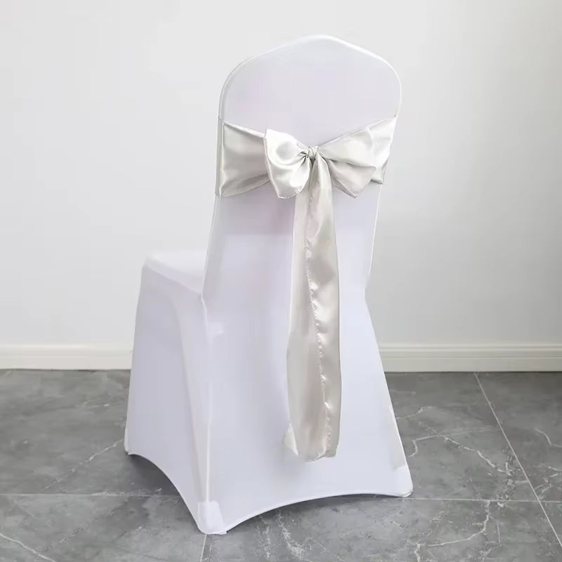 Wedding Decoration Chair Satin Sash Bow Tie Self Tie for Birthday Party Festival Hotel Holiday Shiny Look Luxury Dining Room