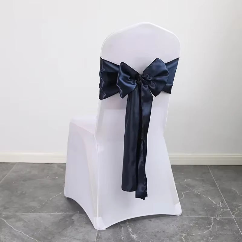 Wedding Decoration Chair Satin Sash Bow Tie Self Tie for Birthday Party Festival Hotel Holiday Shiny Look Luxury Dining Room