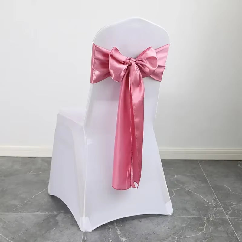Wedding Decoration Chair Satin Sash Bow Tie Self Tie for Birthday Party Festival Hotel Holiday Shiny Look Luxury Dining Room