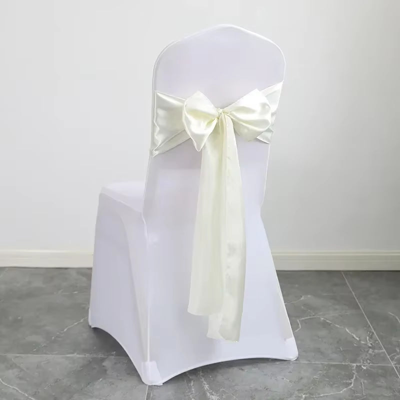 Wedding Decoration Chair Satin Sash Bow Tie Self Tie for Birthday Party Festival Hotel Holiday Shiny Look Luxury Dining Room