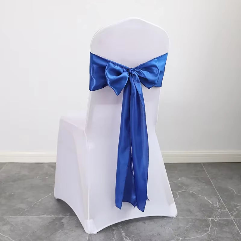 Wedding Decoration Chair Satin Sash Bow Tie Self Tie for Birthday Party Festival Hotel Holiday Shiny Look Luxury Dining Room