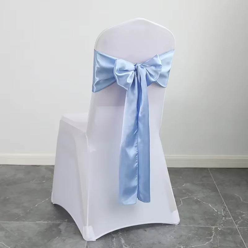 Wedding Decoration Chair Satin Sash Bow Tie Self Tie for Birthday Party Festival Hotel Holiday Shiny Look Luxury Dining Room