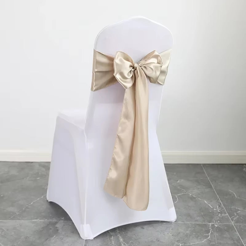Wedding Decoration Chair Satin Sash Bow Tie Self Tie for Birthday Party Festival Hotel Holiday Shiny Look Luxury Dining Room