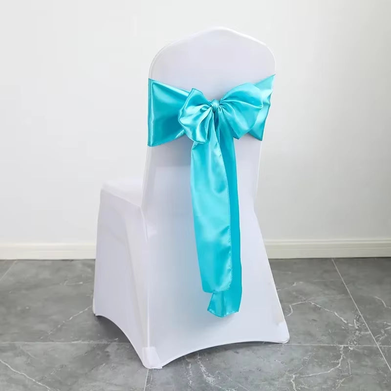 Wedding Decoration Chair Satin Sash Bow Tie Self Tie for Birthday Party Festival Hotel Holiday Shiny Look Luxury Dining Room