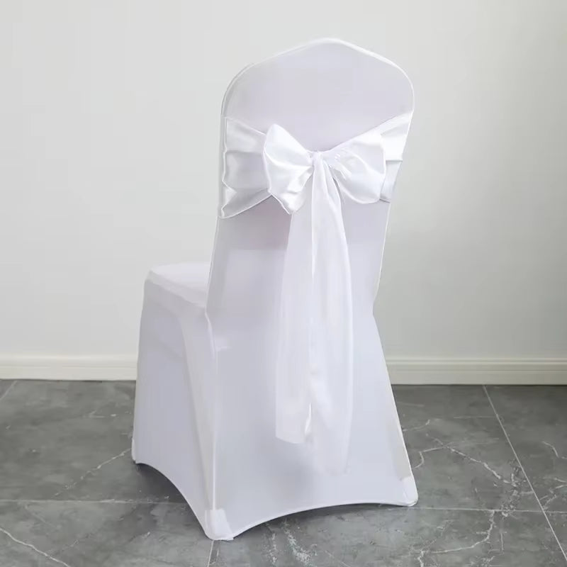 Wedding Decoration Chair Satin Sash Bow Tie Self Tie for Birthday Party Festival Hotel Holiday Shiny Look Luxury Dining Room