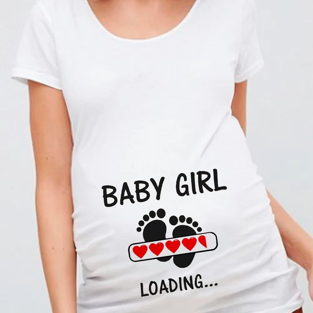 Women Pregnancy T-Shirt It'S a Girl Baby Print Pregnant Maternity T Shirts Funny Pregnant Women Summer Tees Pregnant Tops