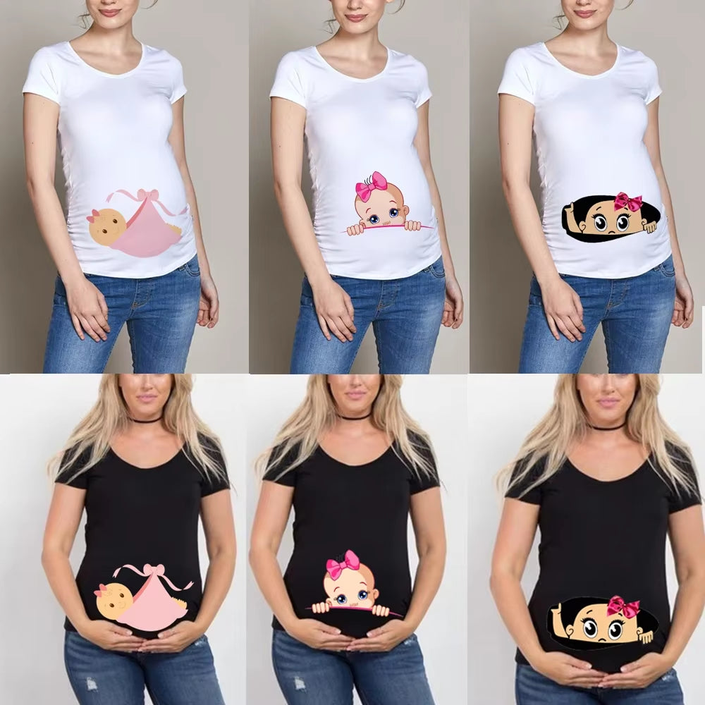 Women Pregnancy T-Shirt It'S a Girl Baby Print Pregnant Maternity T Shirts Funny Pregnant Women Summer Tees Pregnant Tops