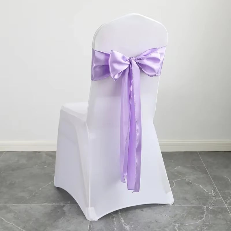 Wedding Decoration Chair Satin Sash Bow Tie Self Tie for Birthday Party Festival Hotel Holiday Shiny Look Luxury Dining Room