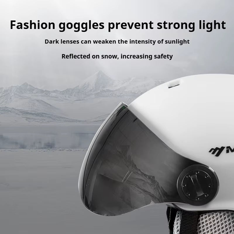 -Skiing Helmet with Integrally Molded Goggles, PC and EPS Outdoor Sports, Ski Snowboard and Skateboard