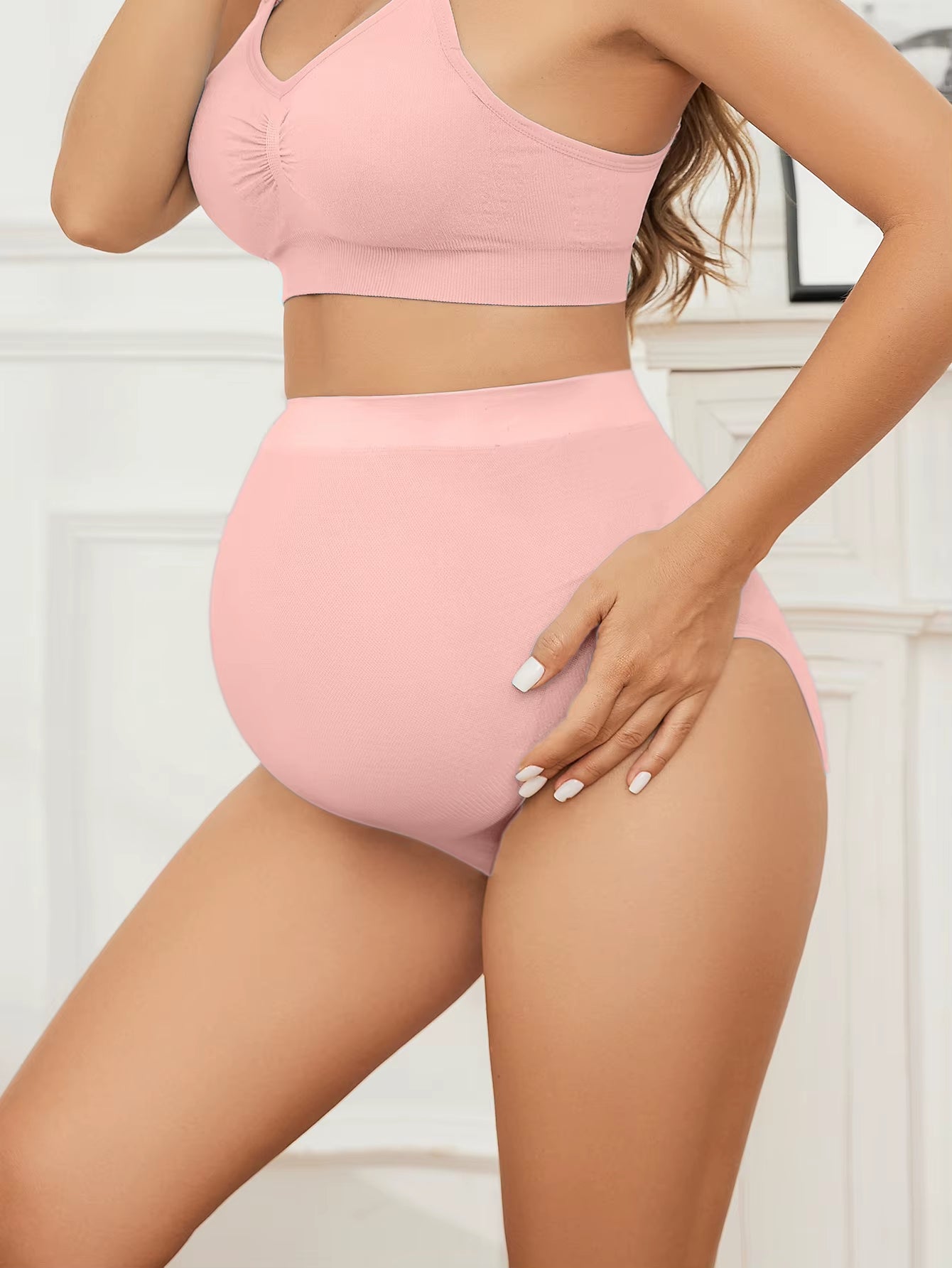 Pregnant Women'S Underwear with a Seamless High Waisted Design Comfortable and Breathable during Pregnancy
