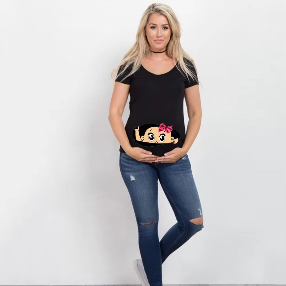 Women Pregnancy T-Shirt It'S a Girl Baby Print Pregnant Maternity T Shirts Funny Pregnant Women Summer Tees Pregnant Tops