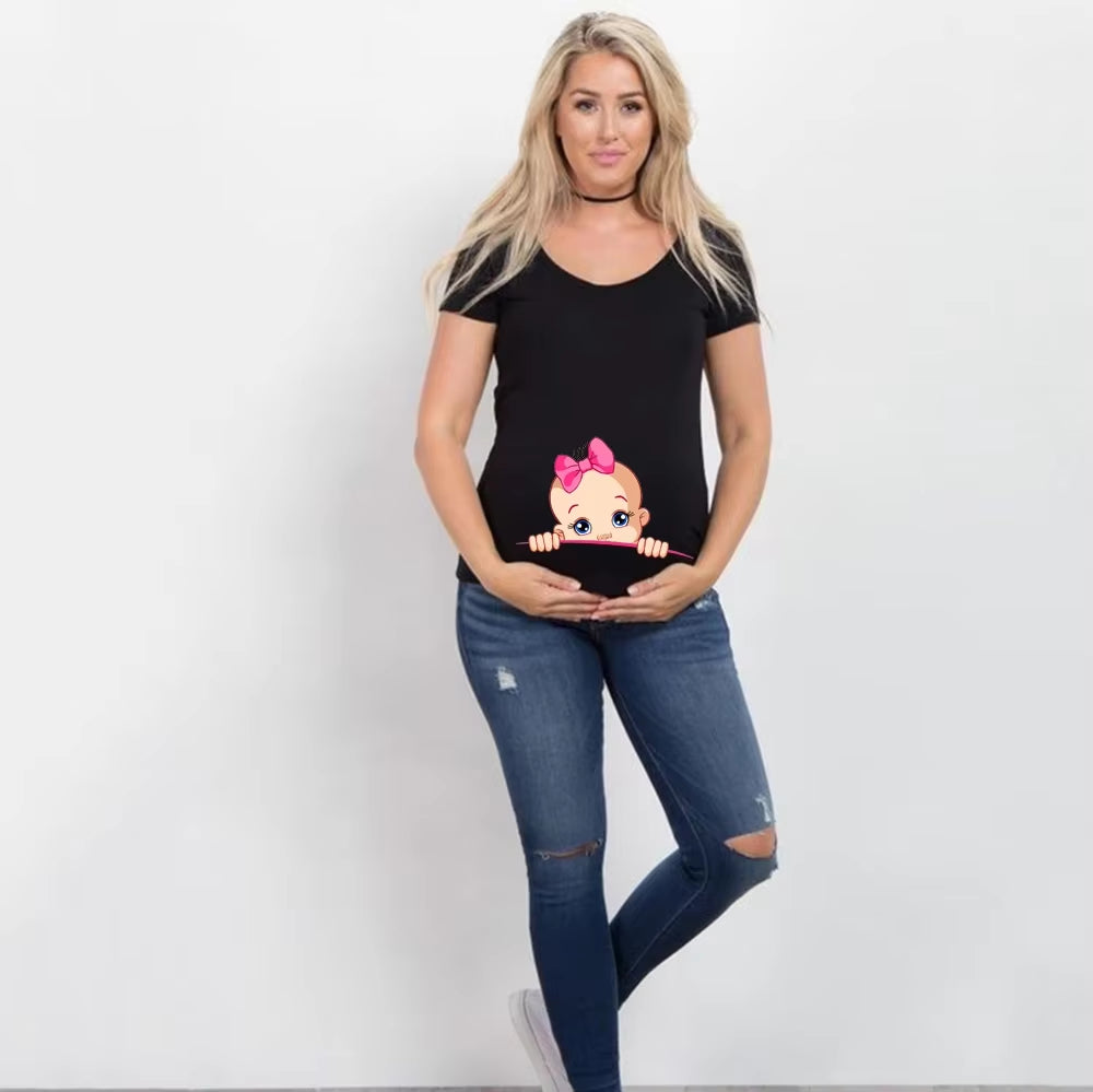 Women Pregnancy T-Shirt It'S a Girl Baby Print Pregnant Maternity T Shirts Funny Pregnant Women Summer Tees Pregnant Tops